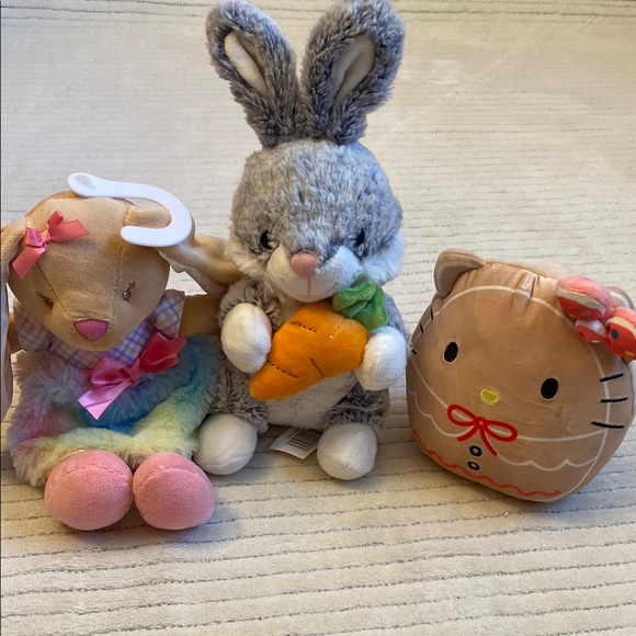 Plush Toy Set with Bunny, Lamb, and Cat - Picture 1 of 6
